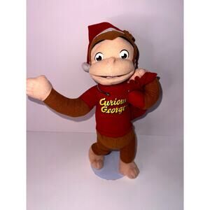 Curious George With Santa Hat Bag Stuffed Animal Christmas 14 Inches Tall